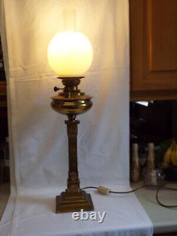 Grande lampe à huile Veritas antique de 1901 convertie en électricité