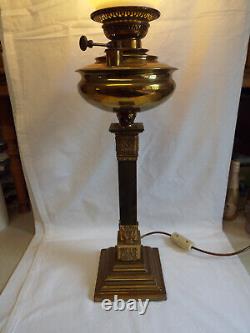 Grande lampe à huile Veritas antique de 1901 convertie en électricité