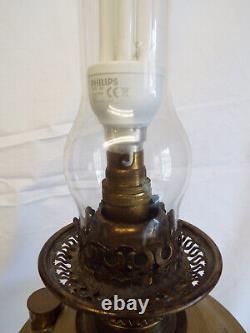 Grande lampe à huile Veritas antique de 1901 convertie en électricité