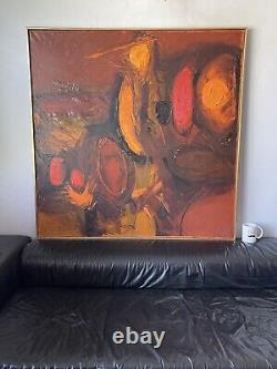 Grande peinture à l'huile abstraite expressionniste moderne ancienne de la rue Wise 1961