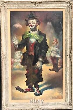Grande peinture à l'huile de clown par Julian Ritter, 49X33