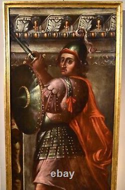 Grande peinture antique Guerrier Étoile Huile sur toile Maître ancien du 16ème siècle