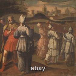 Grande peinture scène historique du XVIIIe siècle, peinture antique à l'huile sur toile