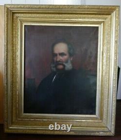 Huile Antique Sur Toile Peinture Portrait D'un Gentlemanmuseum Qualité1840-1880