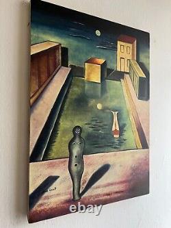 Huile sur toile ancienne de Max Ernst (fait main) signée et estampillée Art vintage