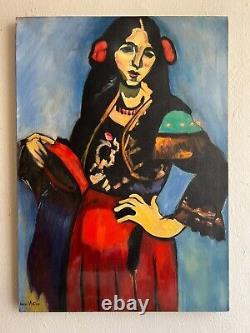 Huile sur toile ancienne signée Henri Matisse Grand format 19 x 27