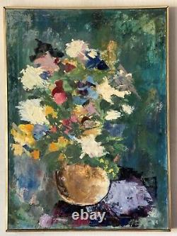 Incroyable peinture à l'huile de fleurs abstraites, moderne, ancienne et vintage, 66