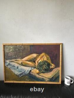 John LIM Peinture à l'huile d'une femme figurative ancienne et moderne, de style antique, vintage, canadienne de 1964