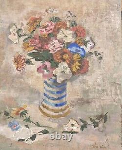 Karl Peter Diem (1890) Peinture à l'huile florale SIGNÉE Shabby Chic Antique Romantique