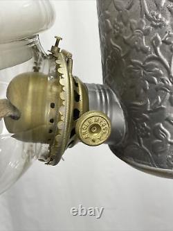 Lampe à angle ancienne suspendue à pétrole kerosène avec chandelier à double bras à 2 brûleurs
