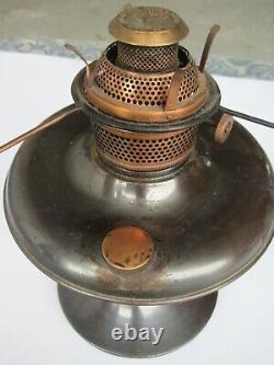 Lampe à huile antique Plume & Atwood Waterbury CT en métal grand