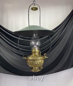 Lampe à huile suspendue de grande taille pour magasin de campagne et saloon de style ancien Miller Juno avec cadre B&H