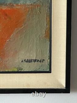 Leon Saulter Antique MID Century Modern Abstract Peinture À L'huile Cubiste Vieux Vintage