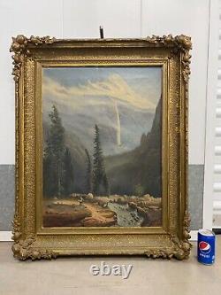 Magnifique Ancienne Peinture à l'Huile de Paysage de l'École de la Rivière Hudson du 19e siècle, WOW