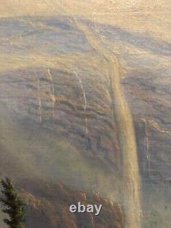 Magnifique Ancienne Peinture à l'Huile de Paysage de l'École de la Rivière Hudson du 19e siècle, WOW