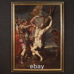 Martyrdom Saint Bartholomew Antique Peinture À L'huile Toile Art Religieux 600