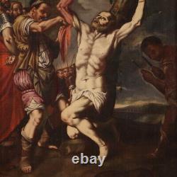 Martyrdom Saint Bartholomew Antique Peinture À L'huile Toile Art Religieux 600