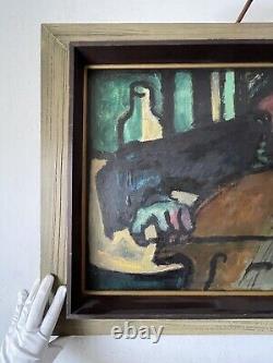 'Norman Kirk, musicien antique moderne, homme peint à l'huile, vieux cubisme abstrait de style vintage'
