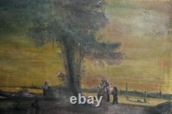 Peinture À L'huile Antique Signée Paysage Marin