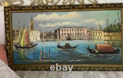 Peinture À L'huile Vintage Italie Paysage Italien Moyen-century Signée Par L'artiste