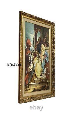 Peinture Adoration du Roi Huile sur Toile Grand Art Décor Vintage Fine