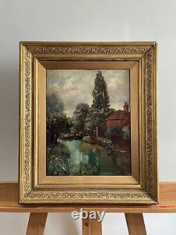 Peinture à l'huile Yeend King (1855-1924) Paysage Ancien Grand Anglais de Fleurs