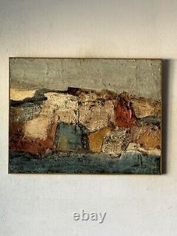 Peinture à l'huile abstraite moderne ancienne de Louis Siegriest, paysage vintage de 1961