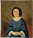 Peinture à L'huile Ancienne Du Xviiie Siècle Représentant Une Femme En Portrait D'art Populaire Primitif Italien