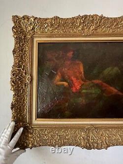 Peinture à l'huile ancienne et moderne abstraite d'une femme couchée, de Kenneth Walters