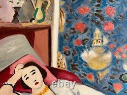 Peinture à l'huile ancienne sur toile signée Henri Matisse Grand format 19 x 27