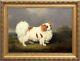 Peinture à L'huile Antique Artisanale Portrait D'animal Chien Sur Toile 24x36