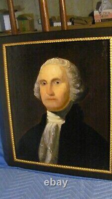 Peinture à l'huile antique de George Washington vers 1875 d'après Gilbert Stuart