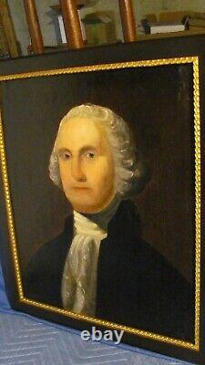 Peinture à l'huile antique de George Washington vers 1875 d'après Gilbert Stuart