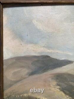 Peinture à l'huile antique du paysage de Californie de Marguerite Hardeman au milieu du siècle