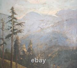 Peinture à l'huile antique paysage de montagne
