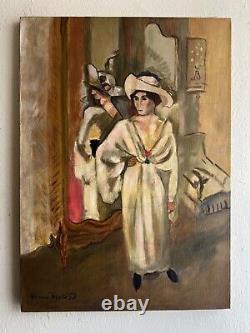 Peinture à l'huile antique sur toile signée Henri Matisse Grand format 19 x 27