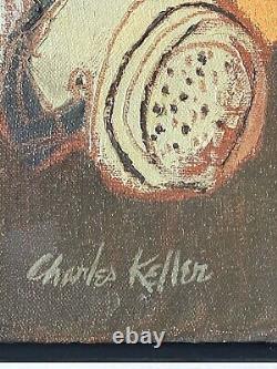 Peinture à l'huile cubiste abstraite, ancienne et moderne, de Charles Keller 66.