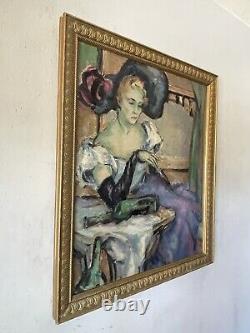 Peinture à l'huile d'une femme de cabaret de la Belle Époque française, de style Art Nouveau, dans le Paris du XXe siècle