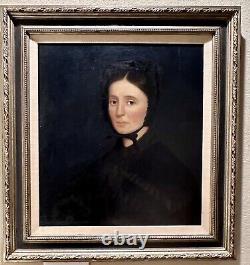 Peinture à l'huile de grand maître du XIXe siècle représentant le portrait d'une jolie femme ancienne