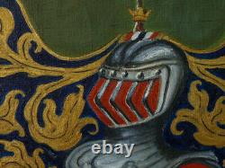 Peinture à l'huile de grande taille de l'ancien blason familial du Royaume-Uni