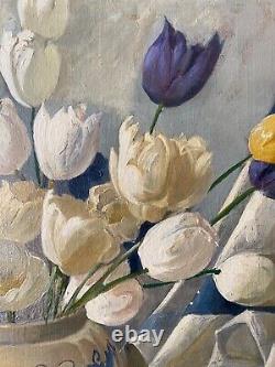Peinture à l'huile de nature morte d'impressionnisme hollandais de tulipes anciennes, Bijl