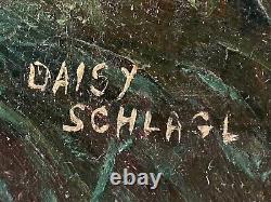 Peinture à l'huile de paysage californien en plein air, Fine Antique, Schlagl Marin années 40