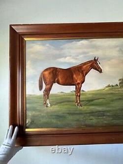 Peinture à l'huile de paysage de cheval de l'ouest de la Californie antique de James Slick des années 1960