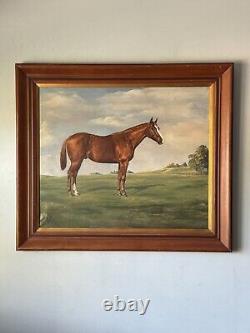 Peinture à l'huile de paysage de cheval de l'ouest de la Californie antique de James Slick des années 1960