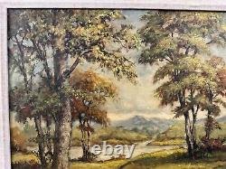 Peinture à l'huile de paysage impressionniste signée Swerdloff encadrée de grande taille de style ancien