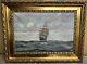 Peinture à L'huile De Paysage Marin De Navire à Voiles Antique - Bateau Maritime Océanique Nautique Du 19ème Siècle