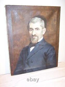 Peinture à l'huile de portrait d'un gentleman américain antique par l'artiste de Cincinnati, Henry Mosler