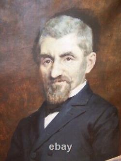 Peinture à l'huile de portrait d'un gentleman américain antique par l'artiste de Cincinnati, Henry Mosler