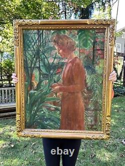Peinture à l'huile de portrait de femme post-impressionniste américaine Antique Maria Aldernaght