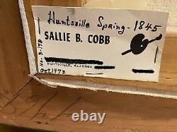 Peinture à l'huile historique Huntsville Alabama Printemps 1845 Sallie Cobb Ancien Vintage